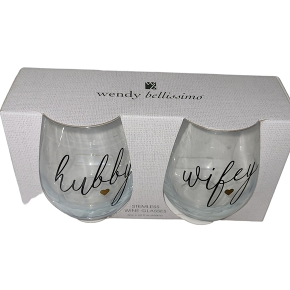 💕NIB HUBBY & WIFEY 20 OZ. STEMLESS WINE GLASSES💕 - Picture 6 of 7